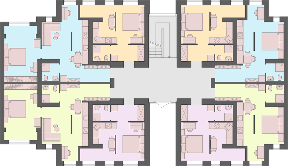 Дом 1 подъезд 2 этаж 3 (Новый Оскол). Изображение: plan_2п_типовой этаж.png