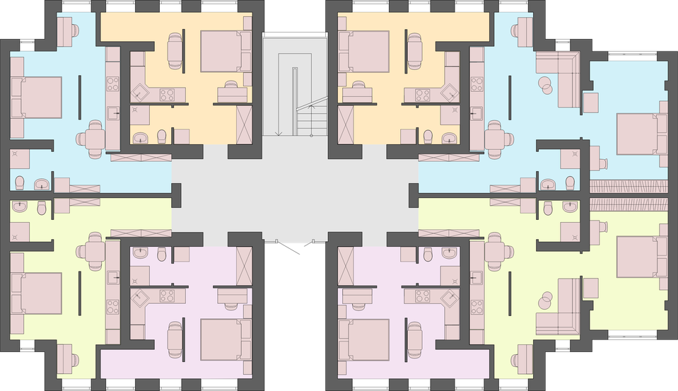 Дом 1 подъезд 1 этаж 2 (Новый Оскол). Изображение: plan_1п_типовой этаж.png